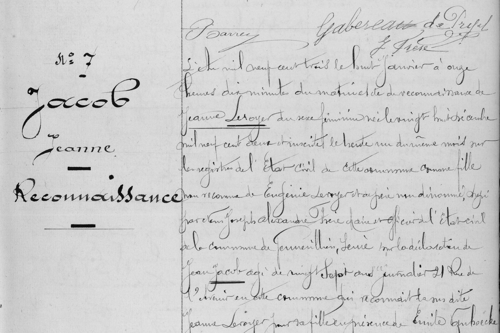 Recherche patronymique dans l'état civil